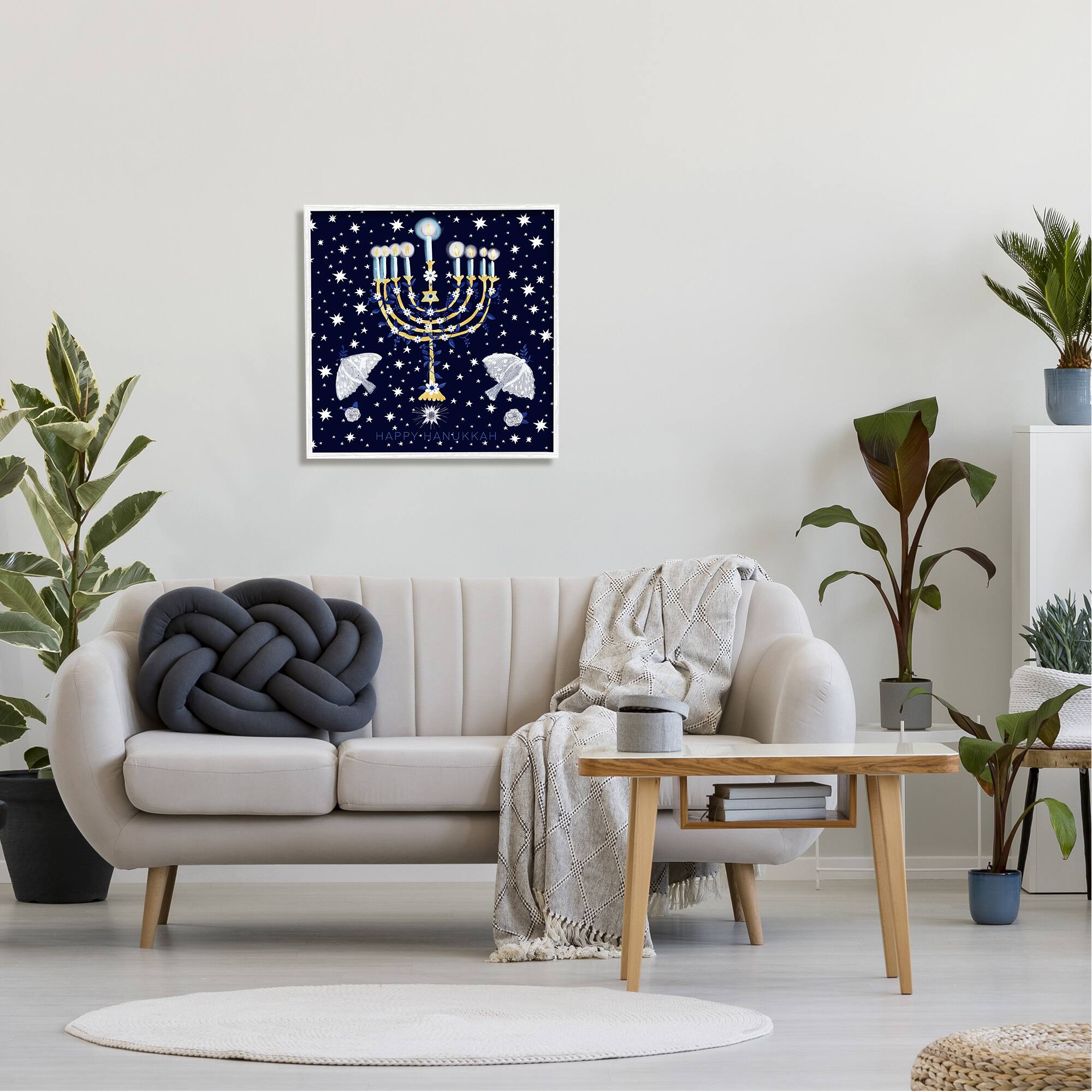 Stupell Industries 24" x 24" Happy Hanukkah Starry Menorah Giclée Wall Art